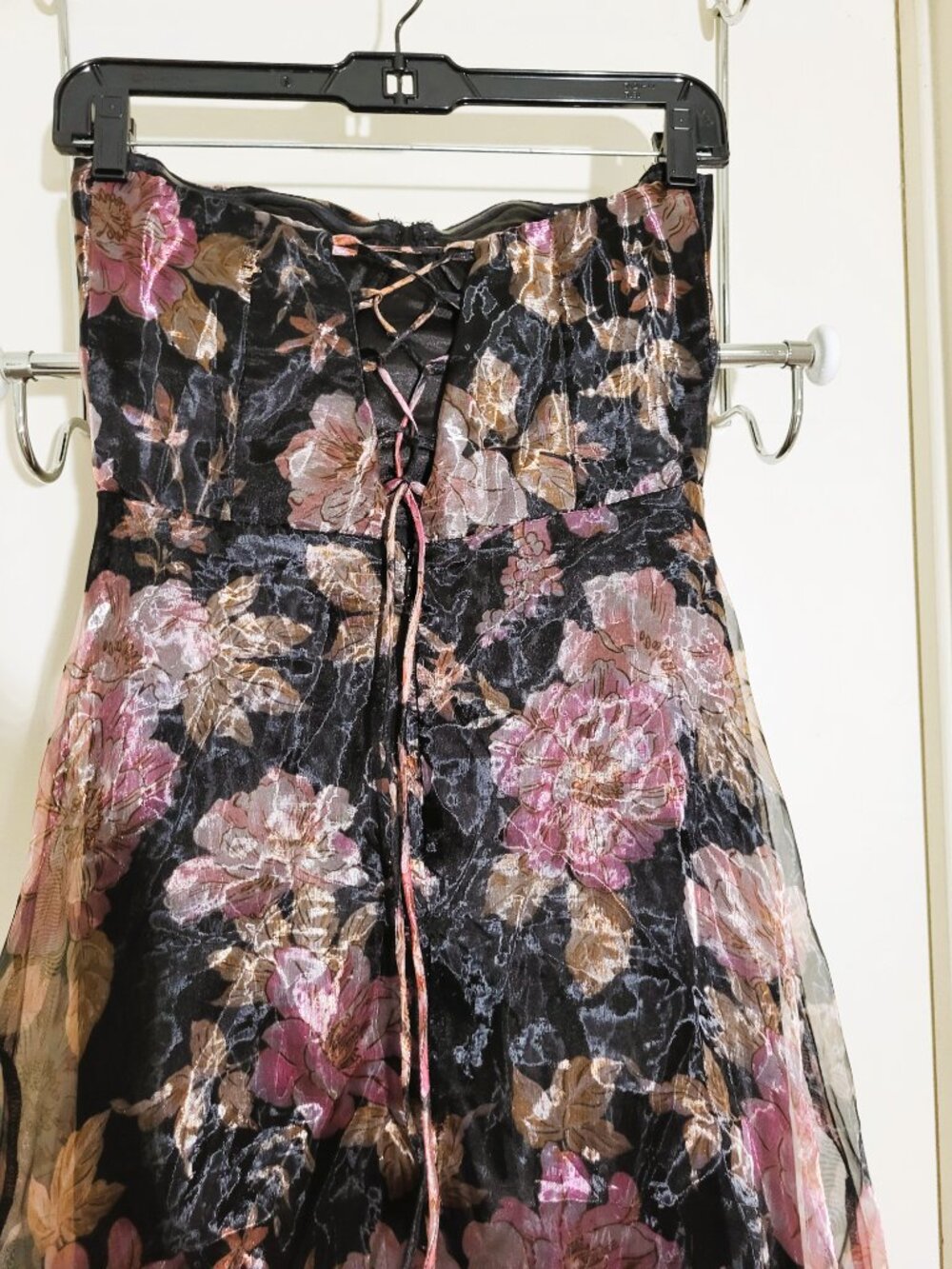 Lulus Strapless Floral Burnout Lace Up Dress Formal Gown Size XS - Picture 10 of 16